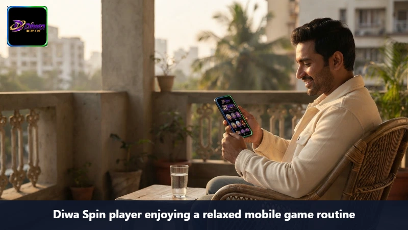 Diwa Spin player enjoying a relaxed mobile game routine
