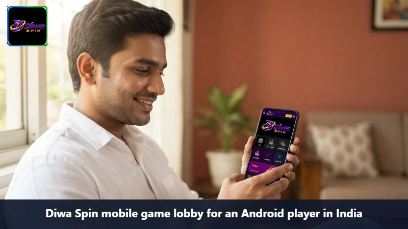 Diwa Spin mobile game lobby for an Android player in India