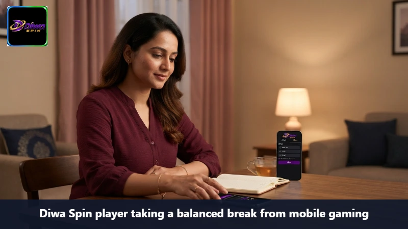 Diwa Spin player taking a balanced break from mobile gaming